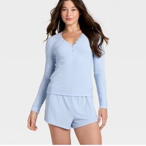 NWT Auden Women's Long Sleeve and Shorts Pajama Set Size XS